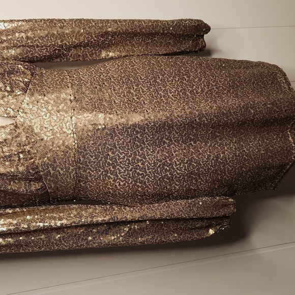 Altar'd State Gold Sequin Long Sleeve Dress - Picture 5 of 12